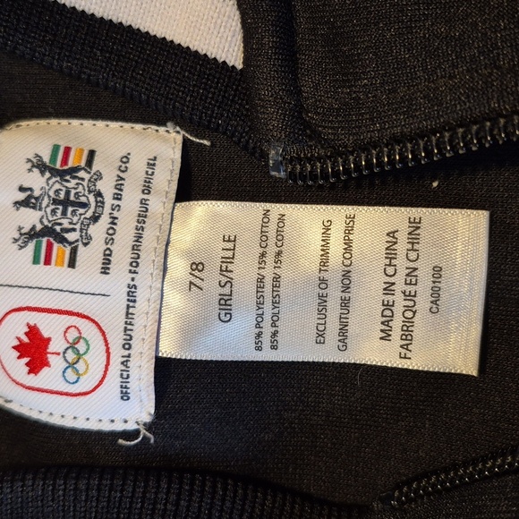 Hudson's Bay girls 7/8 black and white 2012 Olympic jacket EUC - Picture 6 of 7
